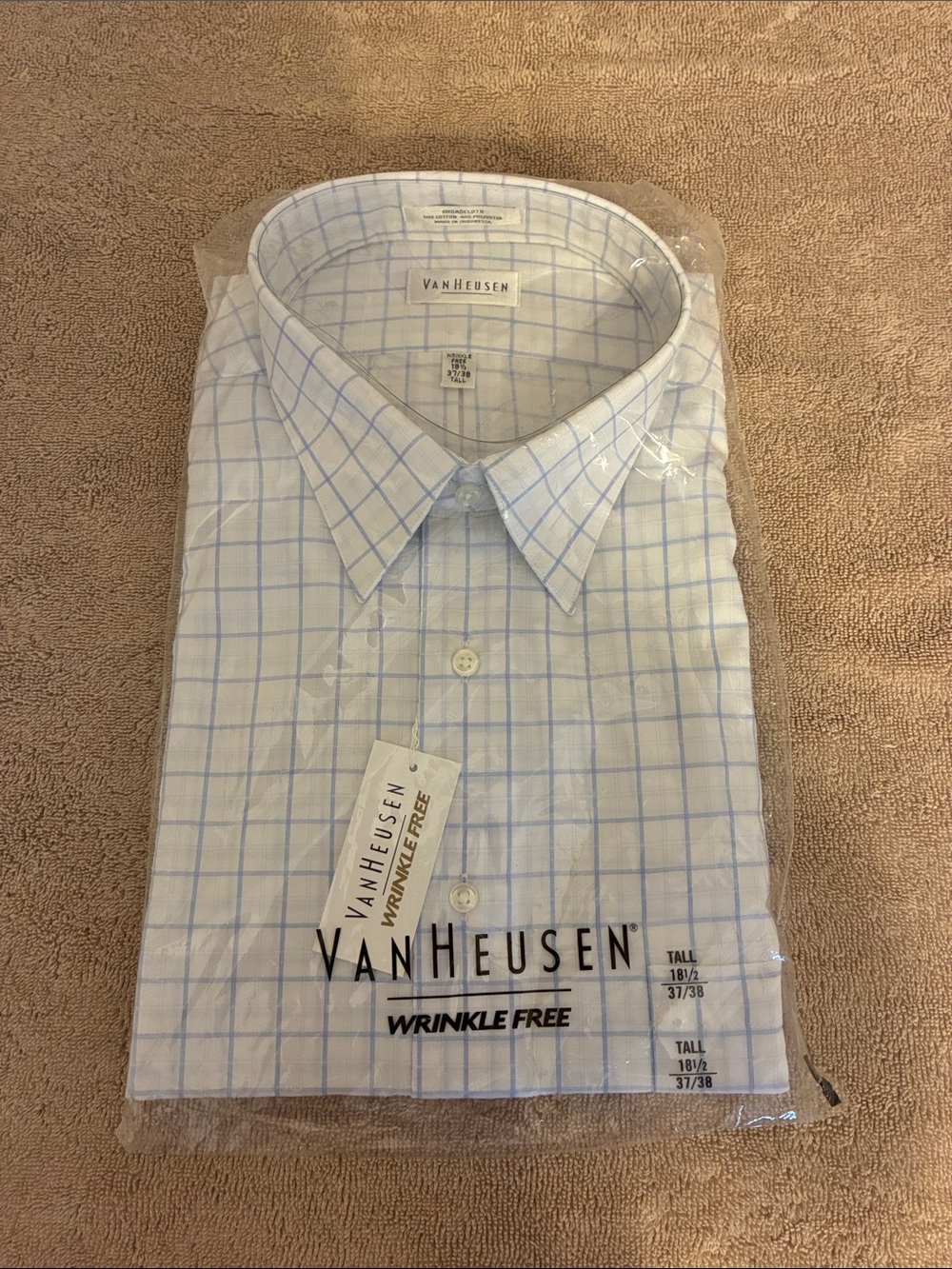 Van Heusen Light Blue Men’s size 18.5 Windowpane Dress Shirt